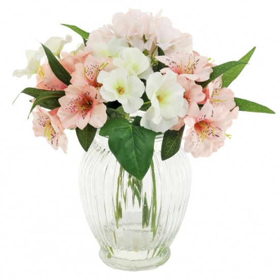 Artificial Flower Arrangements Summer Flowers Pink in Glass Vase